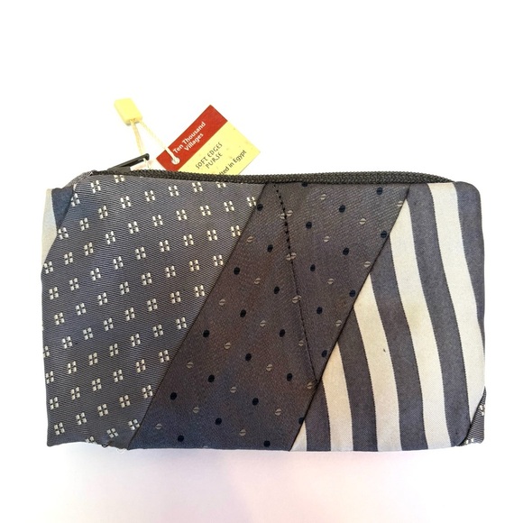 Ten Thousand Villages Handmade Patchwork Vintage Ties Soft Edges Purse Gray NEW - Picture 2 of 12